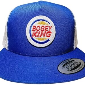 Bogey King Golf Golfer Mesh Snapback Flat Bill Embroidered Patch Hat Cap